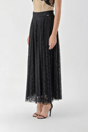 Black Pleated lace skirt 81238