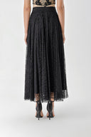 Black Pleated lace skirt 81238