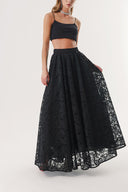 Black Long lace skirt with zipper 81240
