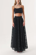 Black Long lace skirt with zipper 81240