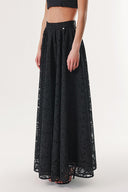 Black Long lace skirt with zipper 81240