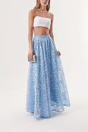 Blue Long lace skirt with zipper 81240