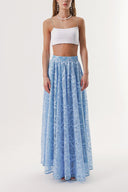 Blue Long lace skirt with zipper 81240