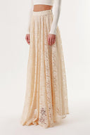 Beige Long lace skirt with zipper 81240