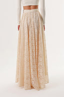 Beige Long lace skirt with zipper 81240