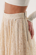 Beige Long lace skirt with zipper 81240