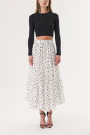 Spotted Pleated long skirt with elastic waist 81245