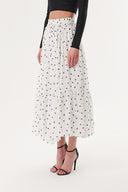 Spotted Pleated long skirt with elastic waist 81245