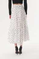 Spotted Pleated long skirt with elastic waist 81245