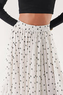 Spotted Pleated long skirt with elastic waist 81245
