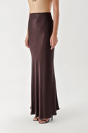Brown Long skirt with elastic waist 81247