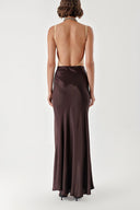 Brown Long skirt with elastic waist 81247