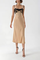 Beige Skirt with elastic waist 81248