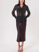 Brown Skirt with elastic waist 81248