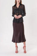 Brown Skirt with elastic waist 81248