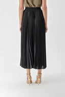 Black Pleated and accessory detail long skirt 81256