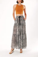 Python Pleated long skirt with elastic waist 81260