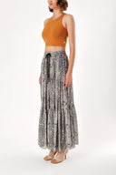 Python Pleated long skirt with elastic waist 81260
