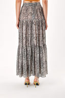 Python Pleated long skirt with elastic waist 81260