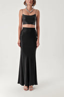 Black Long skirt with elastic waist 81261