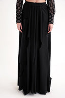 Black Elastic waist lining is pleated, circle cut skirt 81268