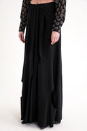 Black Elastic waist lining is pleated, circle cut skirt 81268
