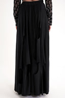 Black Elastic waist lining is pleated, circle cut skirt 81268