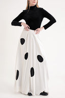 White Elastic waist lining is pleated, circle cut skirt 81268