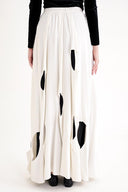 White Elastic waist lining is pleated, circle cut skirt 81268