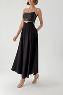 Black Godet skirt with corset belt 81270
