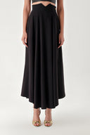 Black Godet skirt with corset belt 81270