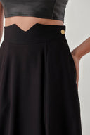Black Godet skirt with corset belt 81270
