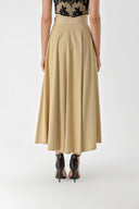 Beige Godet skirt with corset belt 81270