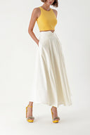 Ecru Godet skirt with corset belt 81270