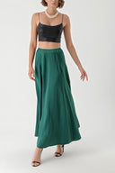 Green High waist linen skirt 81271