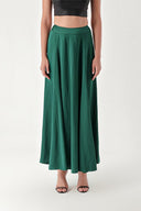 Green High waist linen skirt 81271