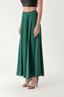 Green High waist linen skirt 81271