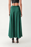 Green High waist linen skirt 81271