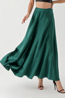 Green High waist linen skirt 81271