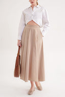 Beige Godet midi skirt 81272