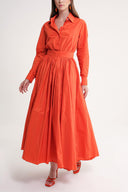 Cinnamon High waist elastic and zipper detailed long skirt 81310