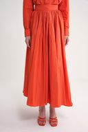 Cinnamon High waist elastic and zipper detailed long skirt 81310