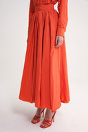 Cinnamon High waist elastic and zipper detailed long skirt 81310