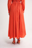 Cinnamon High waist elastic and zipper detailed long skirt 81310