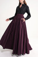 Sour Cherry High waist gathered long skirt 81317