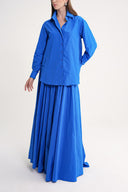 Blue High waist gathered long skirt 81317