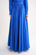 Blue High waist gathered long skirt 81317