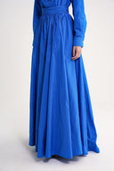 Blue High waist gathered long skirt 81317