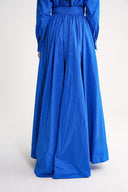 Blue High waist gathered long skirt 81317