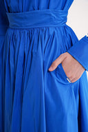 Blue High waist gathered long skirt 81317